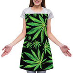 Watercolor Marijuana Leaf Pattern Print Adjustable Apron