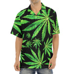 Watercolor Marijuana Leaf Pattern Print Aloha Shirt