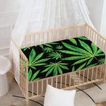 Watercolor Marijuana Leaf Pattern Print Baby Crib Sheet