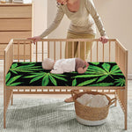 Watercolor Marijuana Leaf Pattern Print Baby Crib Sheet