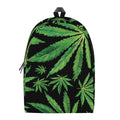 Watercolor Marijuana Leaf Pattern Print School Backpack
