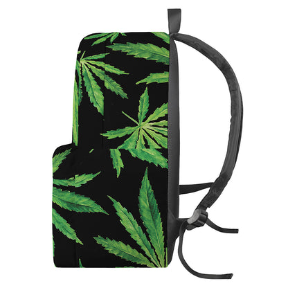 Watercolor Marijuana Leaf Pattern Print Backpack