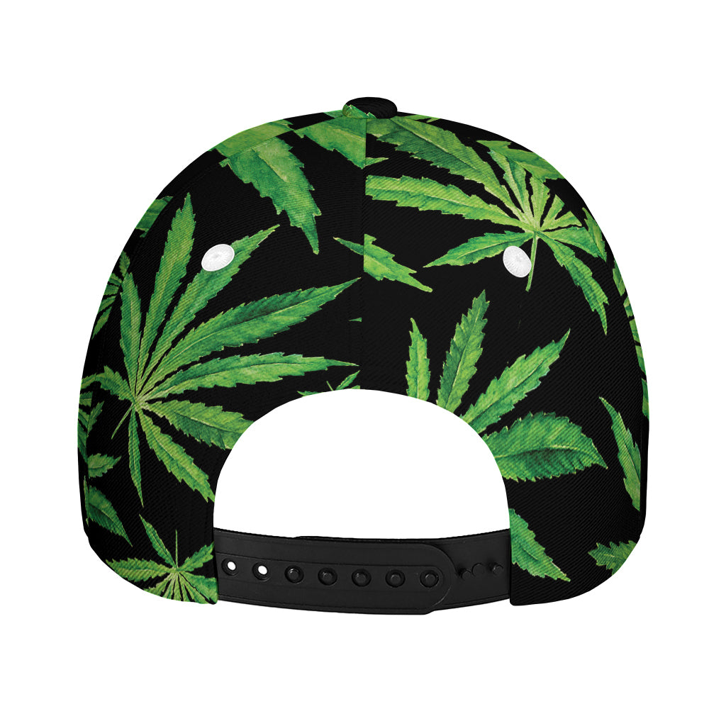 Watercolor Marijuana Leaf Pattern Print Baseball Cap