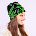 Watercolor Marijuana Leaf Pattern Print Beanie