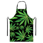 Watercolor Marijuana Leaf Pattern Print Bib Apron With Pocket