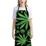 Watercolor Marijuana Leaf Pattern Print Bib Apron With Pocket