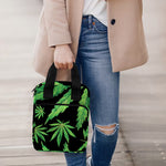 Watercolor Marijuana Leaf Pattern Print Bible Tote Bag