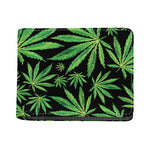 Watercolor Marijuana Leaf Pattern Print Bifold Wallet