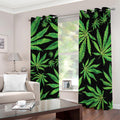 Watercolor Marijuana Leaf Pattern Print Dimout Grommet Curtains