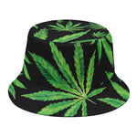 Watercolor Marijuana Leaf Pattern Print Bucket Hat