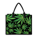 Watercolor Marijuana Leaf Pattern Print Canvas Tote Bag