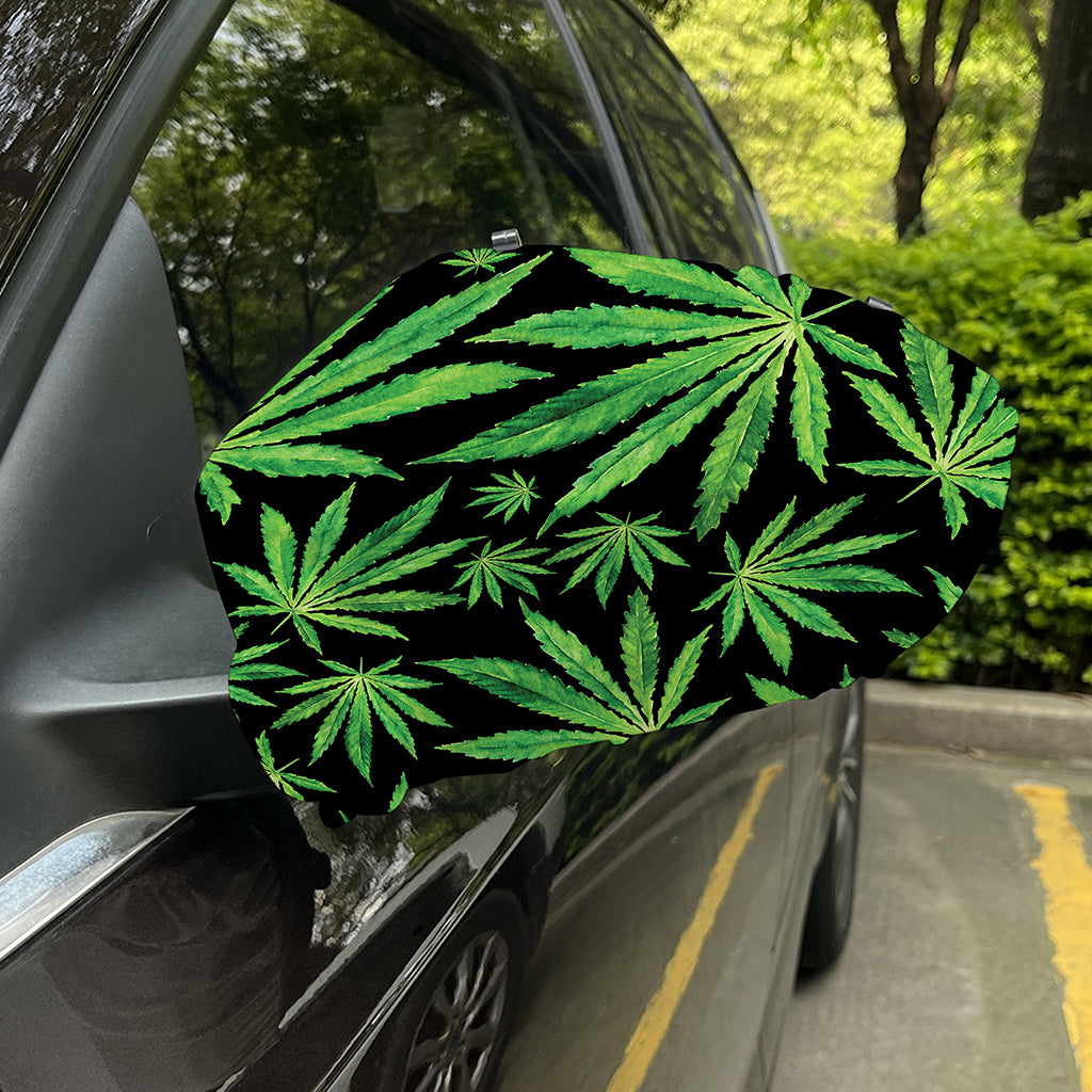 Watercolor Marijuana Leaf Pattern Print Car Side Mirror Covers