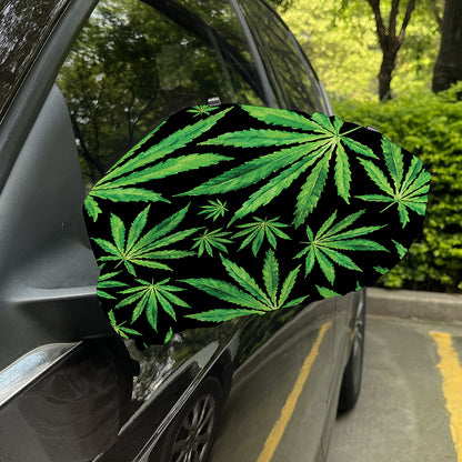 Watercolor Marijuana Leaf Pattern Print Car Side Mirror Covers
