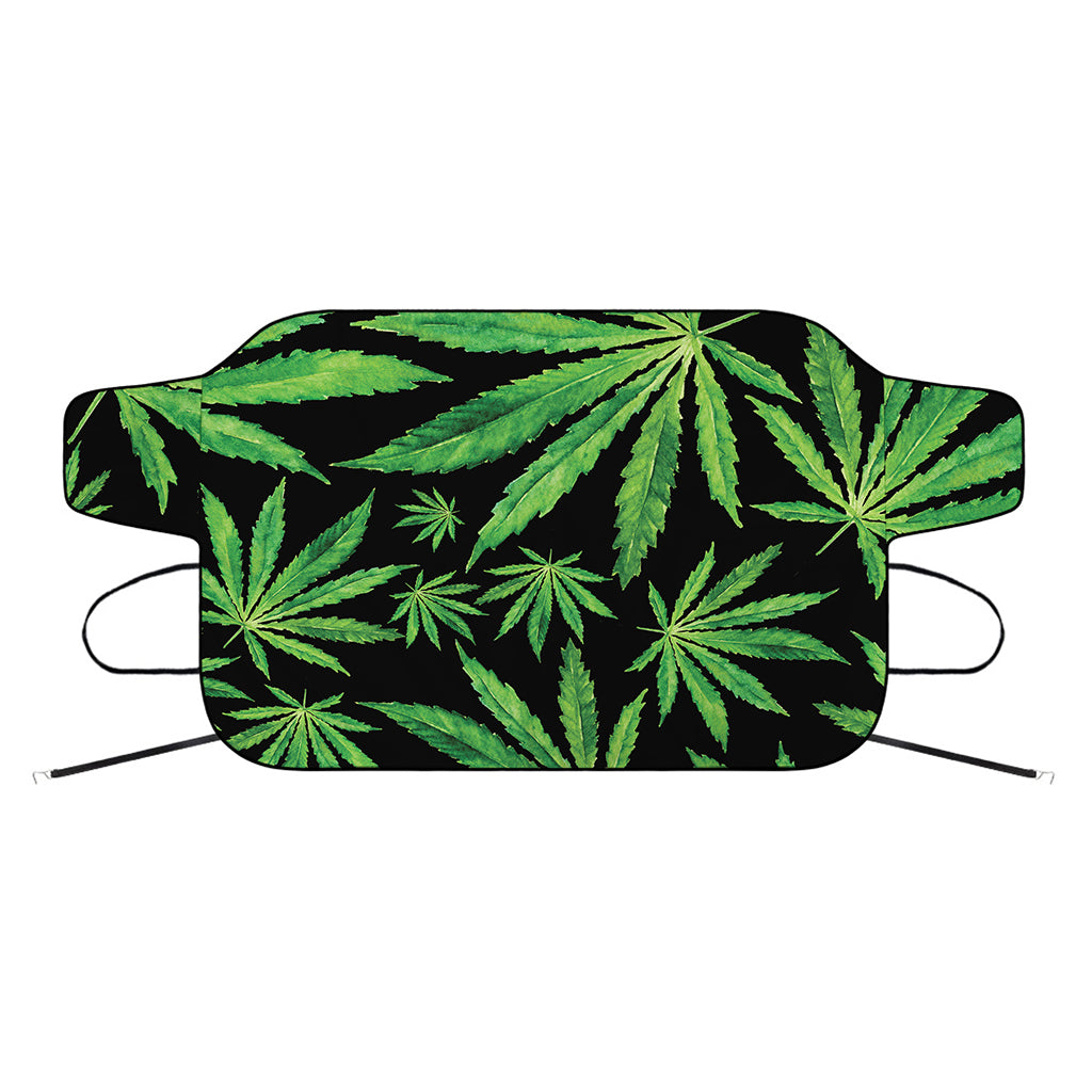 Watercolor Marijuana Leaf Pattern Print Car Windshield Snow Cover