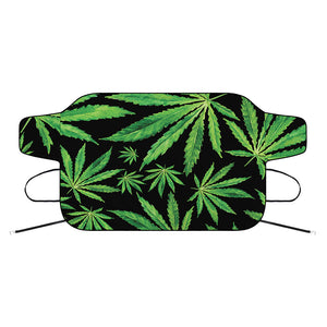 Watercolor Marijuana Leaf Pattern Print Car Windshield Snow Cover