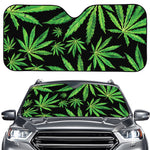 Watercolor Marijuana Leaf Pattern Print Car Windshield Sun Shade