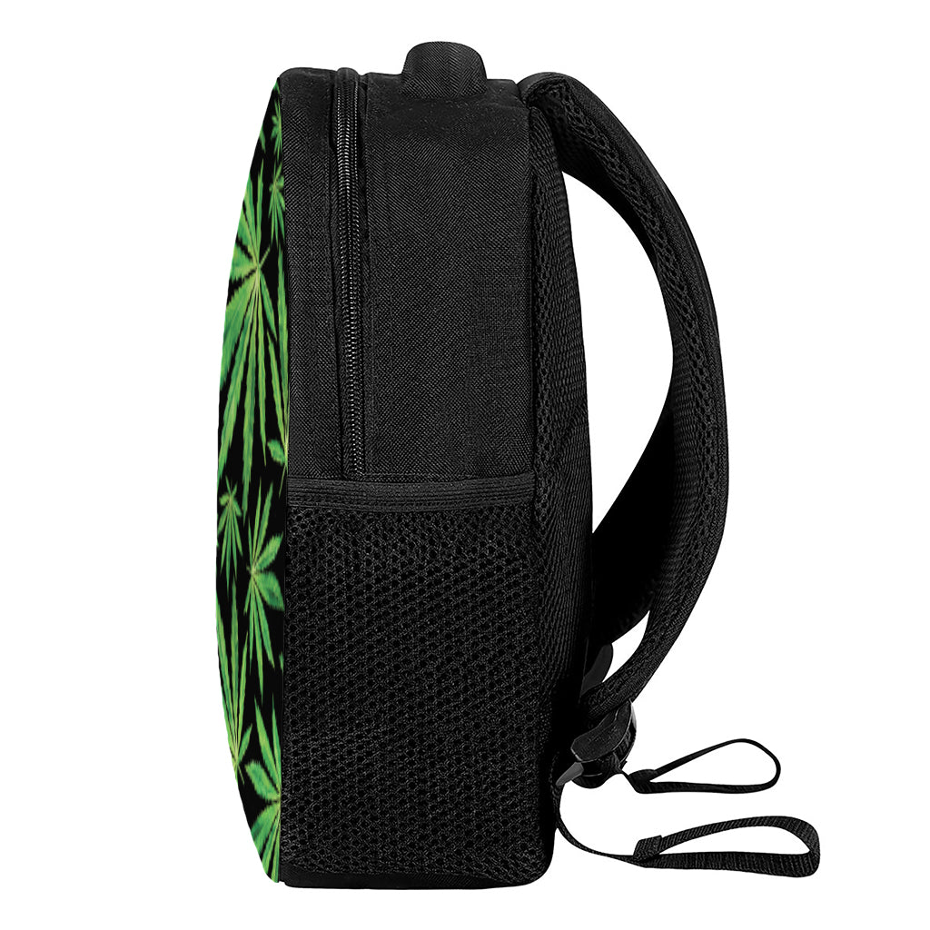 Watercolor Marijuana Leaf Pattern Print Casual Backpack