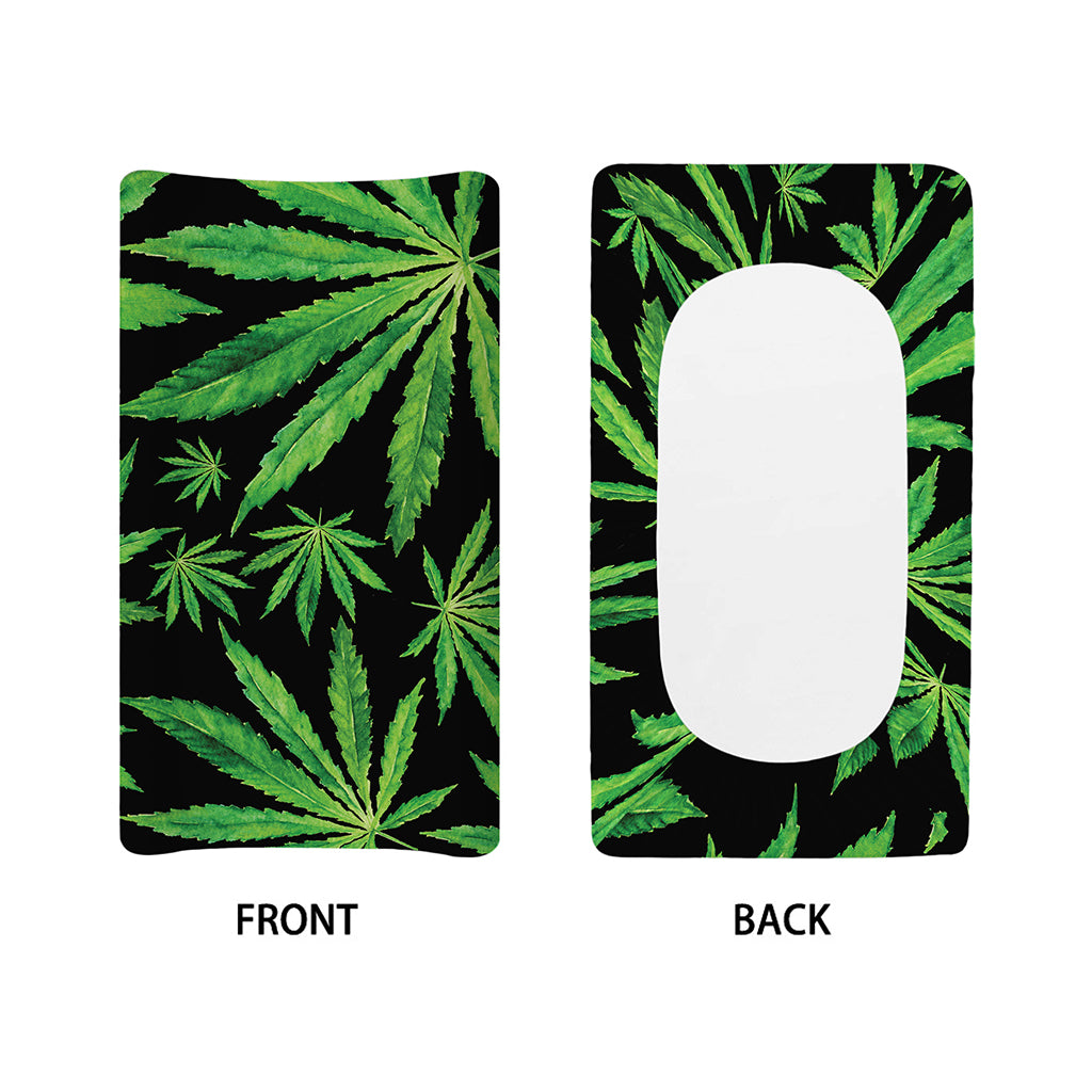 Watercolor Marijuana Leaf Pattern Print Changing Pad Cover