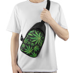 Watercolor Marijuana Leaf Pattern Print Chest Bag