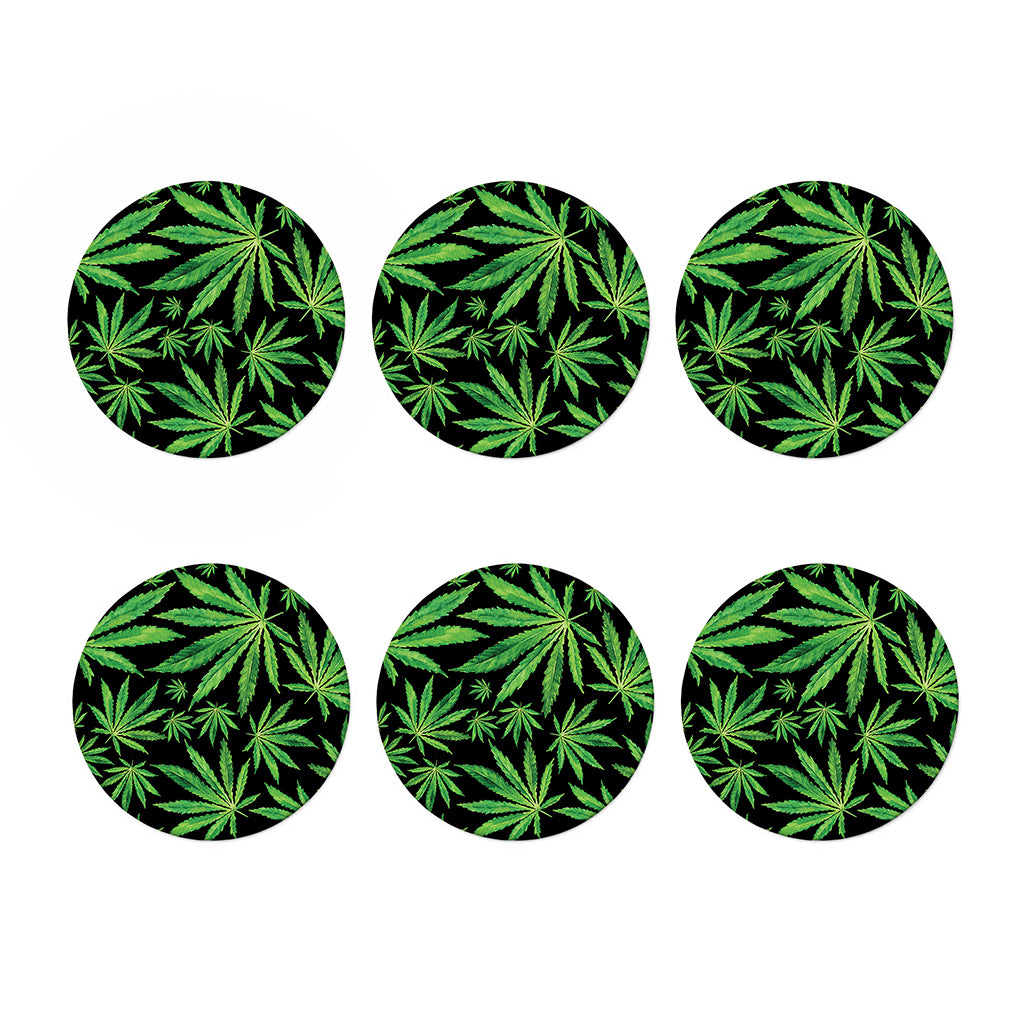 Watercolor Marijuana Leaf Pattern Print Coaster Set