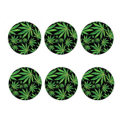 Watercolor Marijuana Leaf Pattern Print Coaster Set