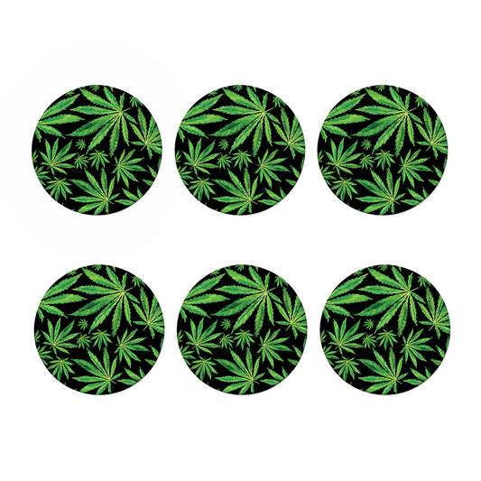 Watercolor Marijuana Leaf Pattern Print Coaster Set
