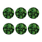 Watercolor Marijuana Leaf Pattern Print Coaster Set
