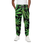 Watercolor Marijuana Leaf Pattern Print Cotton Pants