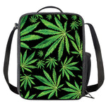 Watercolor Marijuana Leaf Pattern Print Crossbody Lunch Bag