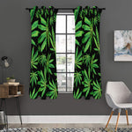 Watercolor Marijuana Leaf Pattern Print Curtain