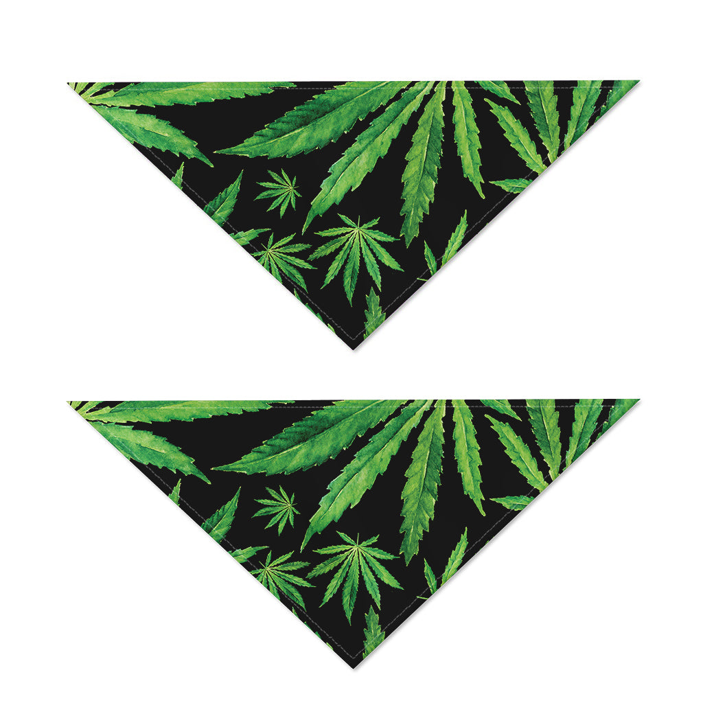 Watercolor Marijuana Leaf Pattern Print Dog Bandana