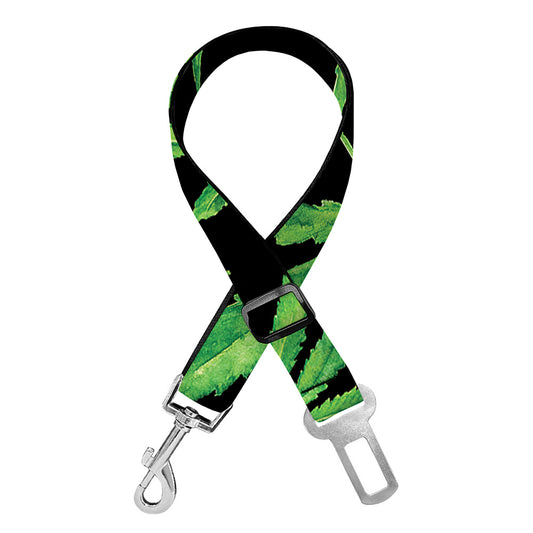 Watercolor Marijuana Leaf Pattern Print Dog Seat Belt