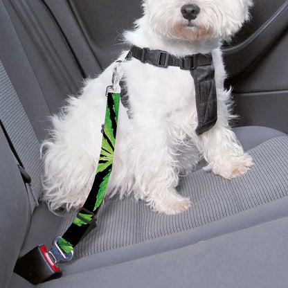 Watercolor Marijuana Leaf Pattern Print Dog Seat Belt