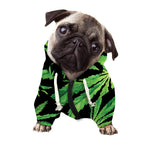 Watercolor Marijuana Leaf Pattern Print Dog Zip Up Hoodie