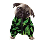 Watercolor Marijuana Leaf Pattern Print Dog Zip Up Jacket