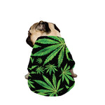 Watercolor Marijuana Leaf Pattern Print Dog Zip Up Jacket
