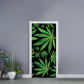 Watercolor Marijuana Leaf Pattern Print Door Sticker