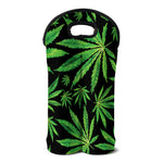 Watercolor Marijuana Leaf Pattern Print Double Neoprene Wine Tote