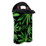 Watercolor Marijuana Leaf Pattern Print Double Neoprene Wine Tote