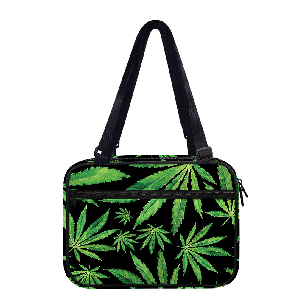 Watercolor Marijuana Leaf Pattern Print Double Strap Bible Bag