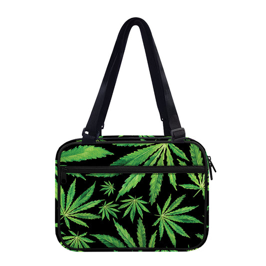 Watercolor Marijuana Leaf Pattern Print Double Strap Bible Bag