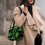 Watercolor Marijuana Leaf Pattern Print Double Strap Bible Bag