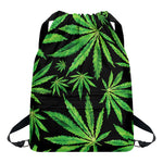 Watercolor Marijuana Leaf Pattern Print Drawstring Backpack