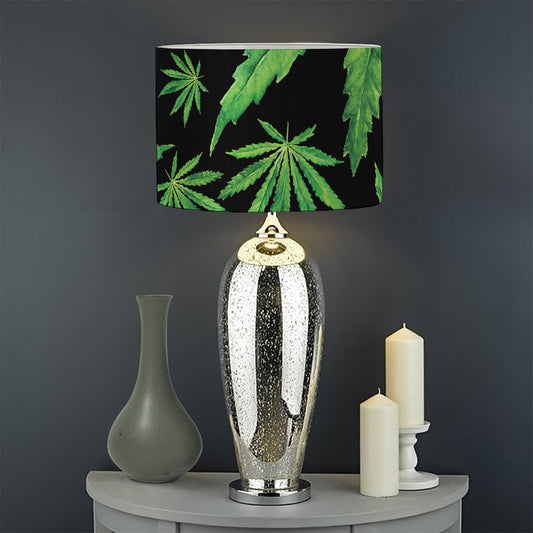 Watercolor Marijuana Leaf Pattern Print Drum Lamp Shade
