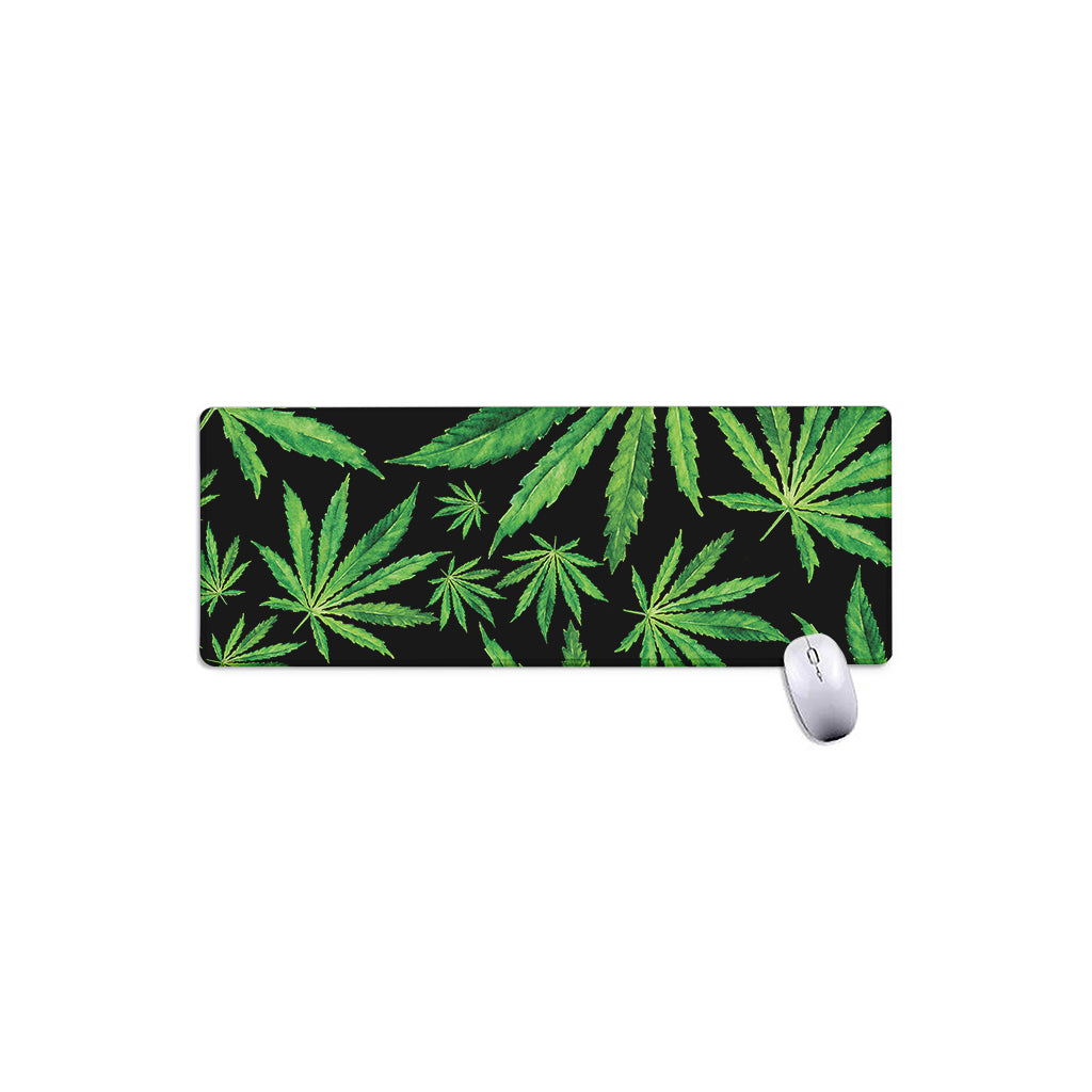 Watercolor Marijuana Leaf Pattern Print Extended Mouse Pad