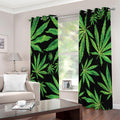 Watercolor Marijuana Leaf Pattern Print Extra Wide Grommet Curtains