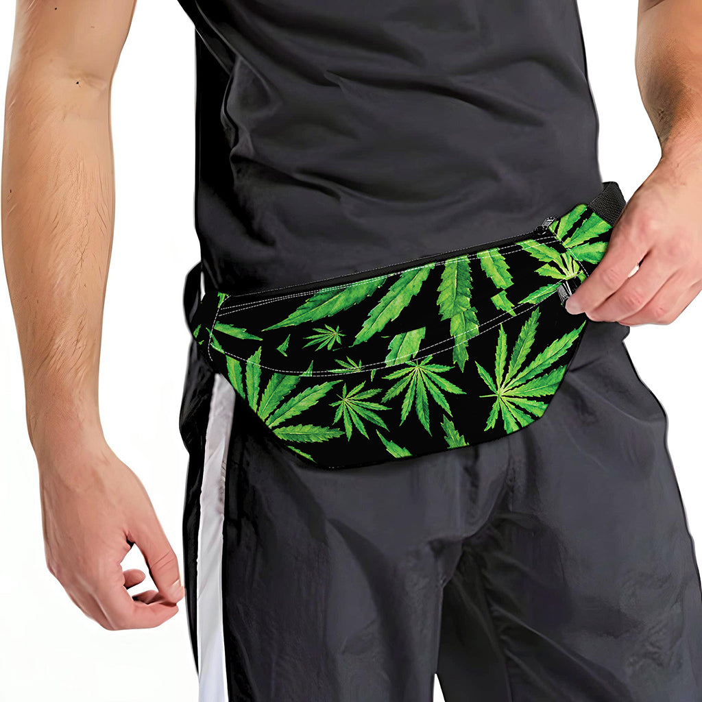 Watercolor Marijuana Leaf Pattern Print Fanny Pack