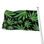 Watercolor Marijuana Leaf Pattern Print Flag