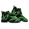 Watercolor Marijuana Leaf Pattern Print Flat Ankle Boots