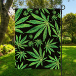 Watercolor Marijuana Leaf Pattern Print Garden Flag